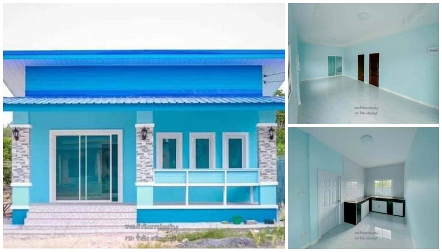 แบบบ้านโมเดิร์น 2 ห้องนอน 1 ห้องน้ำ โทนสีฟ้าสวยสดใส - BaanAZ.com แบบบ้านโมเดิร์น 2 ห้องนอน 1 ห้องน้ำ โทนสีฟ้าสวยสดใส - Baanaz.Com
