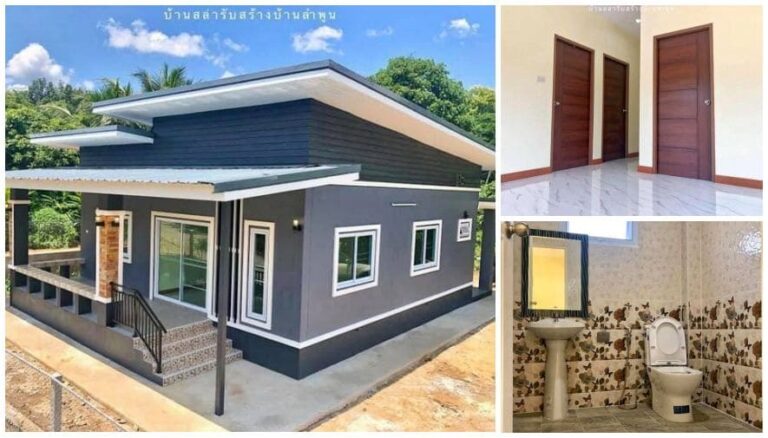 แบบบ้านโมเดิร์น 3 ห้องนอน 2 ห้องน้ำ โทนสีเทาเข้ม - BaanAZ