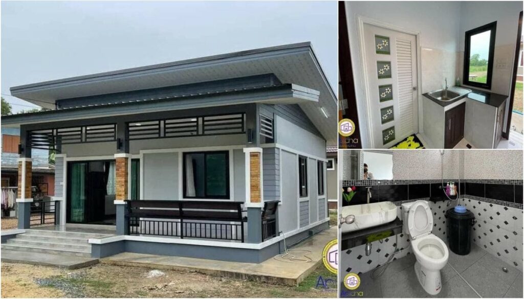 บ้านชั้นเดียวสไตล์โมเดิร์น 3 ห้องนอน โทนสีเทาทันสมัย - BaanAZ