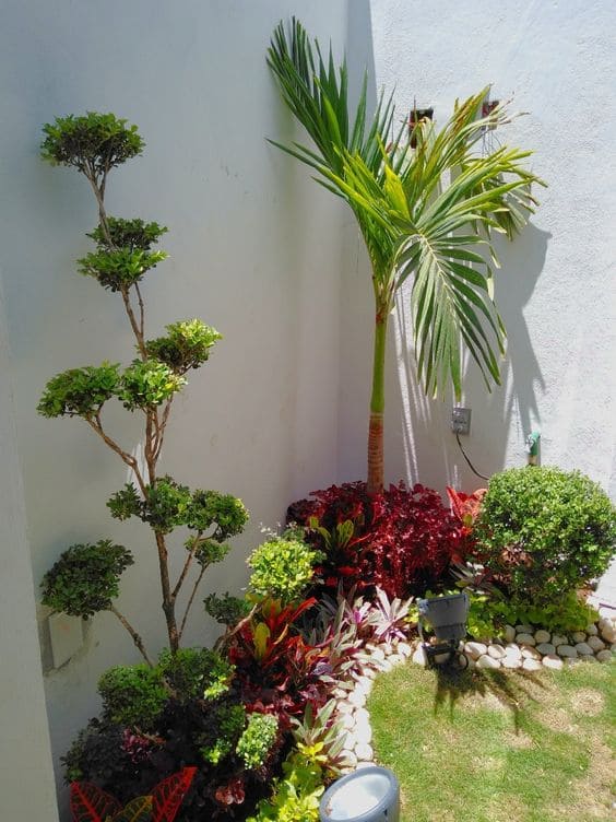จัดสวนมุมบ้าน สลับต้นไม้สูงต่ำ