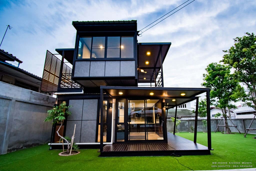 บ้านน็อคดาวน์ 2 ชั้น โครงเหล็ก