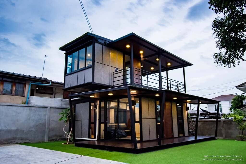บ้านน็อคดาวน์โครงเหล็ก 2 ชั้น