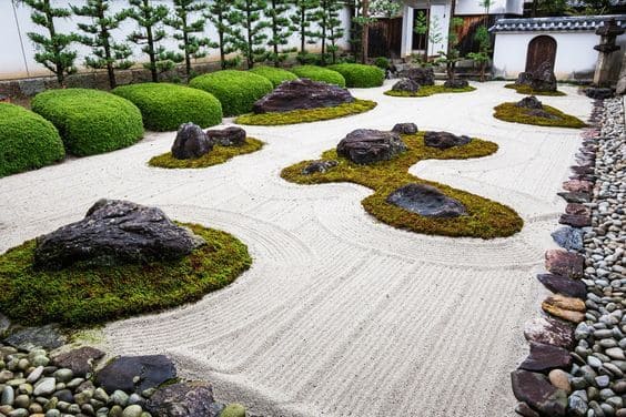 จัดสวนหินญี่ปุ่น มีหินกรวด